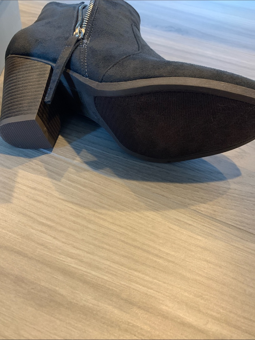 Women's Charcoal Suede Ankle Booties with Side Zip - Picture 3 of 3